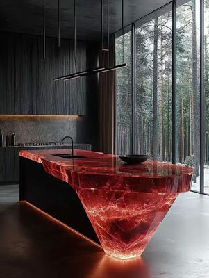 Luxury Glass-like Epoxy Resin Kitchen Island Table Countertop Creative Transparent Glowing Crystal Table for Office Home