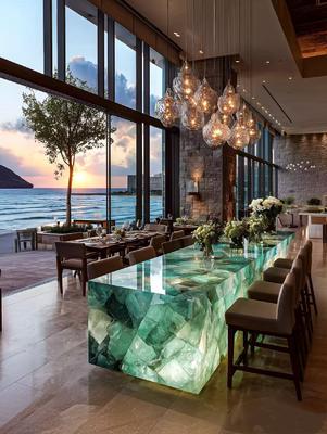 Epoxy Resin Dining Table - Water Ripple Pattern, Mid - century Modern Vibe, Ideal for Contemporary Home Office Decor