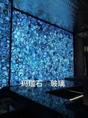 Buy Custom Polished Blue Agate Backsplash Tile Semi Precious Stone Slabs online manufacture