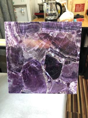 Buy Purple Crystal Agate Quartz Porcelain Glazed Marble Tile Translucent Stone Slabs For Illuminated Flooring online manufacture