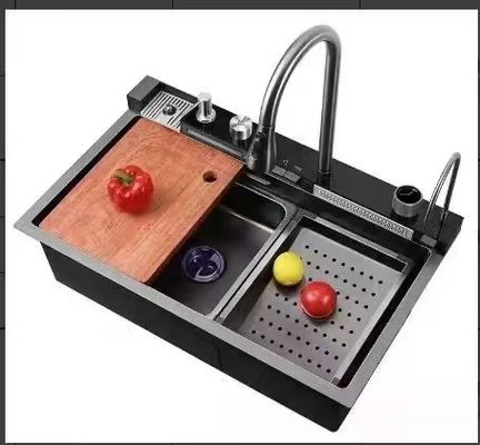 comprare Lavello da cucina multifunzionale Nano in acciaio inossidabile canna di fucile con rubinetto estraibile online manufacture
