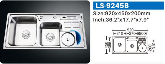 comprar Fregadero de cocina de acero inoxidable de montaje inferior calibre 16 con cubeta de plato personalizado online manufacture