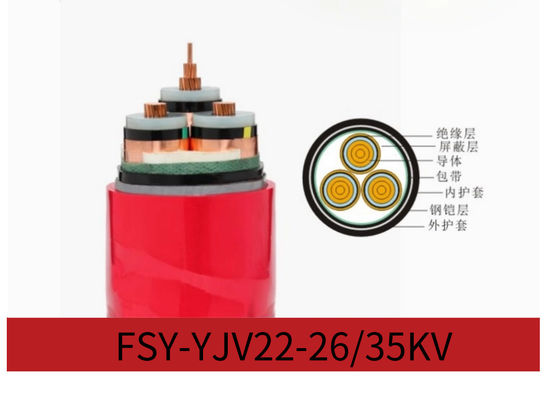 Beli ICEA 10KV 35KV Kabel Konstruksi Listrik XLPE Terisolasi Pita Baja Lapisan Perisai Tembaga Untuk Underground online manufacture