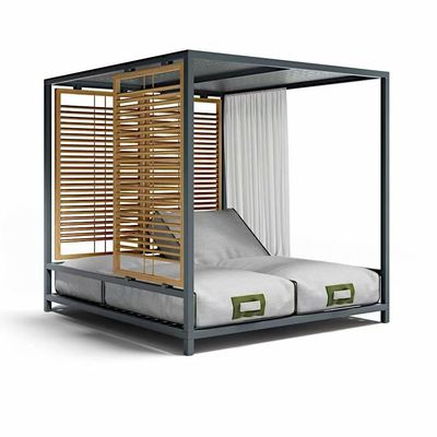 comprar Piscine Alumínio Impermeável Duas Cama Sol Lounger Cadeira Gêmeos Cadeira Com Telhado online manufacture