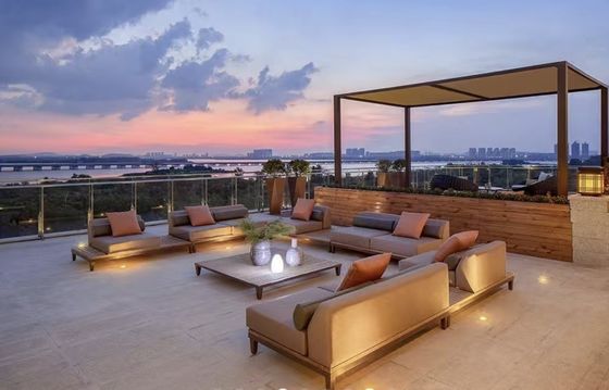 comprare Set tavolo e sedia lounge in rattan e vimini per barbecue, giardino moderno, hotel, villa, ristorante online manufacture