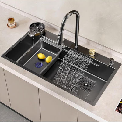 Huishoudelijke Keuken Drop In Workstation Wasbak Vliegende regen waterval 30 inch Met kraan