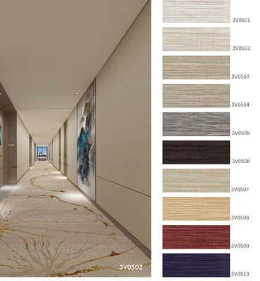 Fireproof Waterproof Silk PVC Vinyl Wallpaper Low VOC Wallcovering for Hotel Household