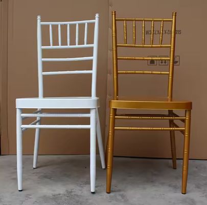 Cushioned Modern Hotel Furniture White Gold Chiavari Chair For Wedding Event Banquet