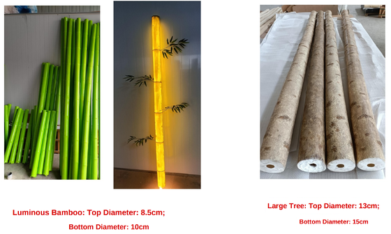Made In China Luminous Birch Tree Top Diameter 9CM Bottom Diameter 10.5CM Outdoor Waterproof Customized LED Glowing Birch Tree Artificial Coconut Tree For Sale