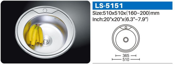 Food Grade Stainless Steel Kitchen Sink Workstation Round Basin 36 Inch
